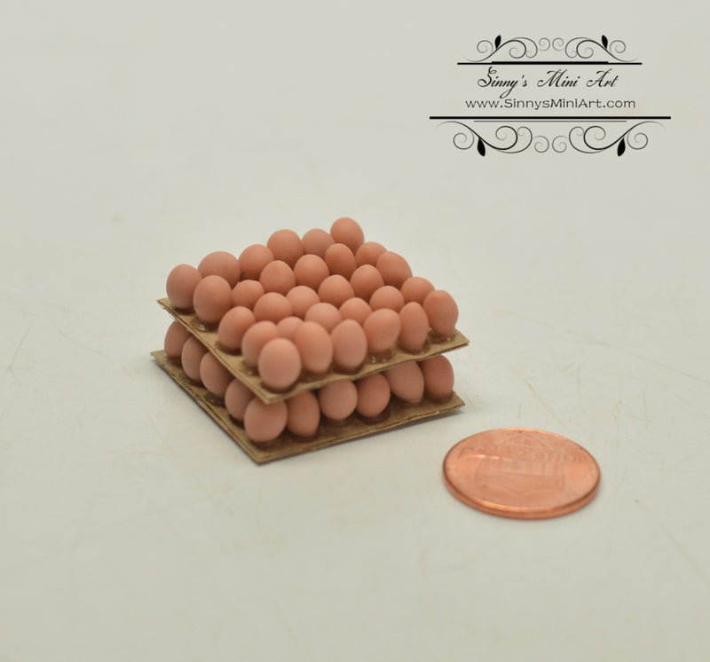 1:12 Dollhouse Miniature Eggs on trays DMUK F179