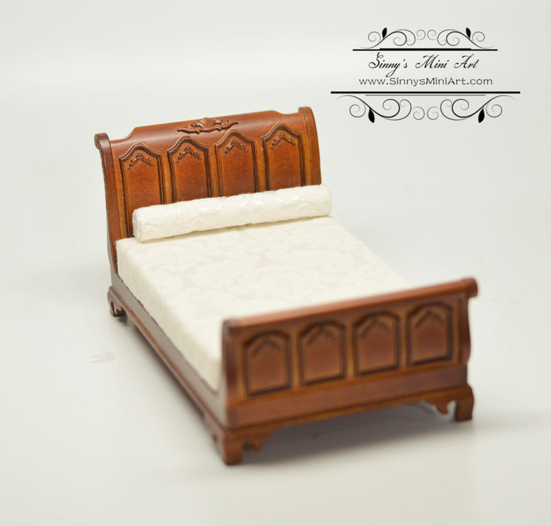 1:12 Dollhouse Miniature Empire Sleigh Bed/ Walnut AZ JJ00084WN