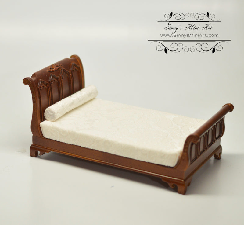 1:12 Dollhouse Miniature Empire Sleigh Bed/ Walnut AZ JJ00084WN