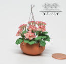 1:12 Dollhouse Miniature Pink/White Hanging Flower Basket BD A802