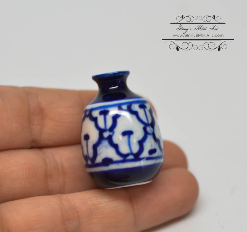 1:12 Dollhouse Miniature Pattern Ceramic Vase Pot / Miniature Garden HMN 1455