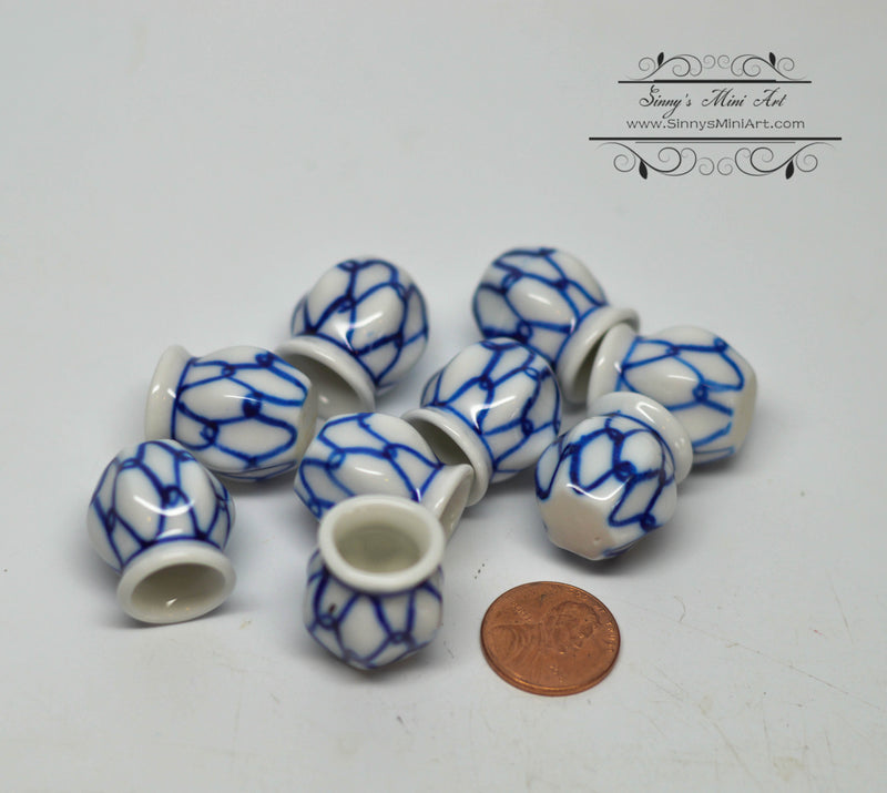 1:12 Dollhouse Miniature Pattern Ceramic Planter Pot/ Miniature Garden HMN 1461