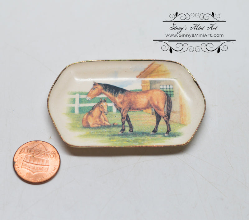 Dollhouse Miniature Horse Tray Plate BB CDD511