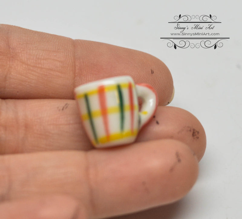 2 PC 1:12 Dollhouse Miniature Colorful Stripes PatternMug HMN 1485