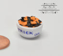 1:12 Miniature Black Orange Nacho Chips in Trick or Treat Bowl/Halloween BD F113