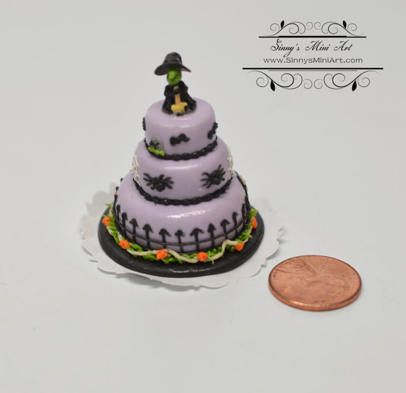 1:12 Miniature Witch Halloween 3-Tier Cake BD K1990
