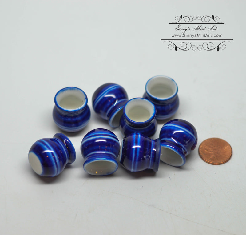 1:12 Dollhouse Miniature Blue Ceramic Planter Vase/ Miniature Home HMN 1448