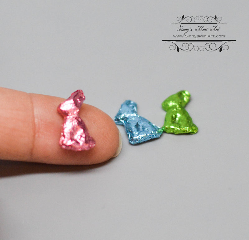 1:12 Dollhouse Miniature Set of 3 Foil Easter Bunnies Chocolate /Miniature Easter HH CLD613