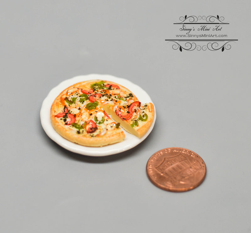 1:12 Dollhouse Miniature Pizza on Plate/ Miniature Food HMN 1078