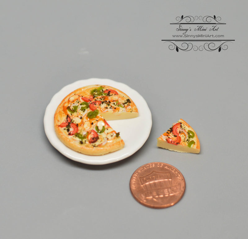 1:12 Dollhouse Miniature Pizza on Plate/ Miniature Food HMN 1078