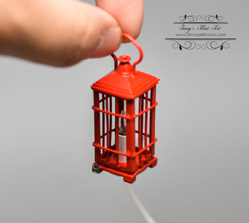 Clearance Sale 1:12 Red Lantern with a Flickering LED 12V/ Miniature Lantern HH MH1063