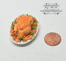 Dollhouse Miniature Tom Turkey on Large Platter with Garnish/Thanksgiving BD F289