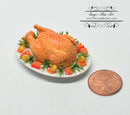 Dollhouse Miniature Tom Turkey on Large Platter with Garnish/Thanksgiving BD F289