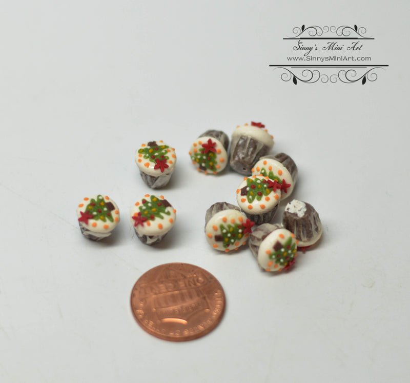 1:12 Dollhouse Miniature Christmas Tree Cupcakes/ Miniature Cakes HMN 913