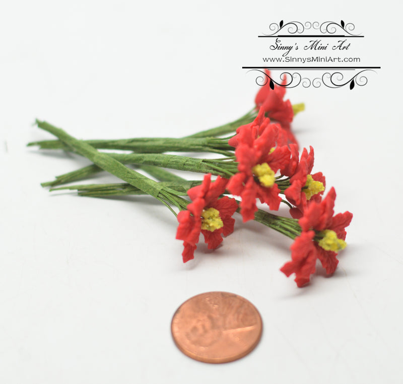 1:12 Dollhouse Miniature 6 Poinsettias BD E1050