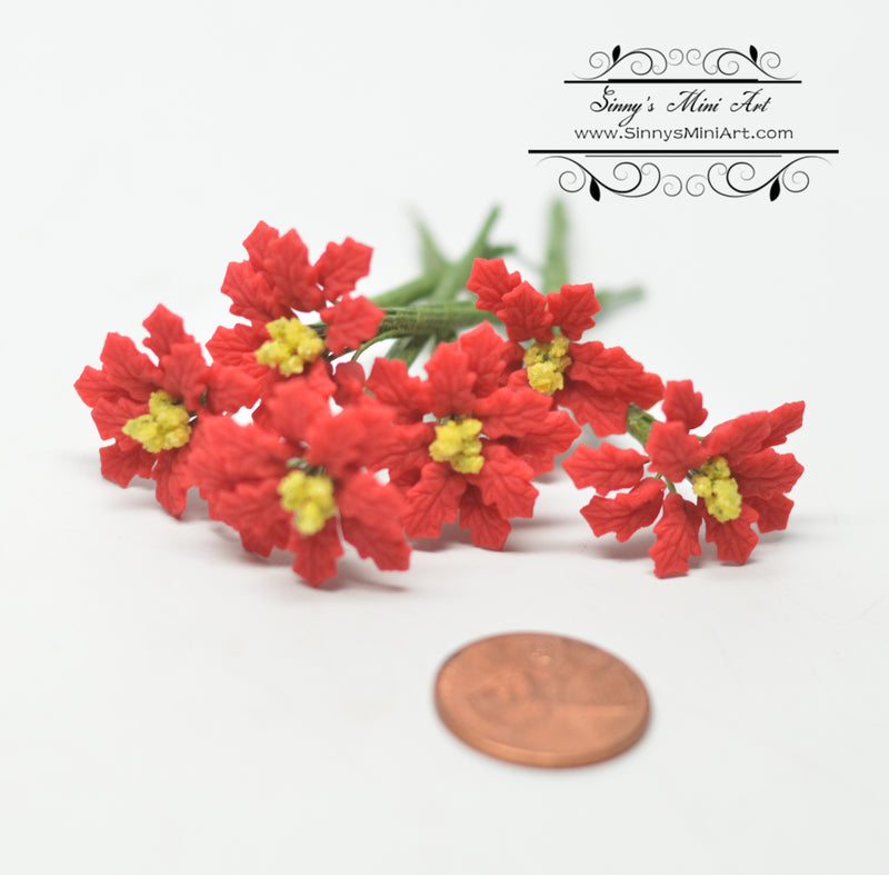 1:12 Dollhouse Miniature 6 Poinsettias BD E1050