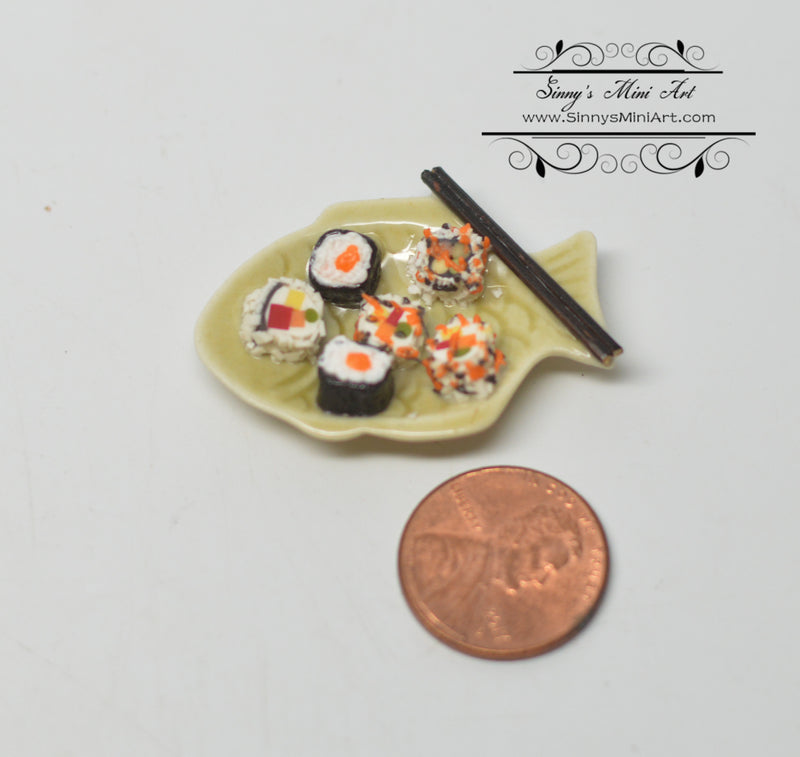 1:12 Dollhouse Miniature Japanese Sushi on Fish Plant BD F219