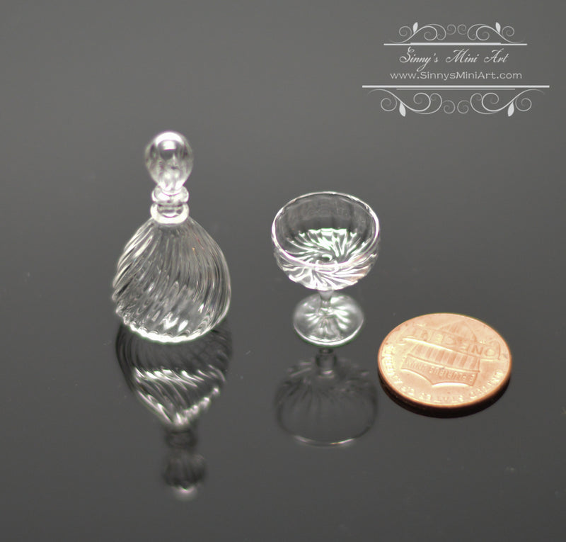 1:12 Dollhouse Miniature Whiskey Set Bottle and Glass HMN 1559