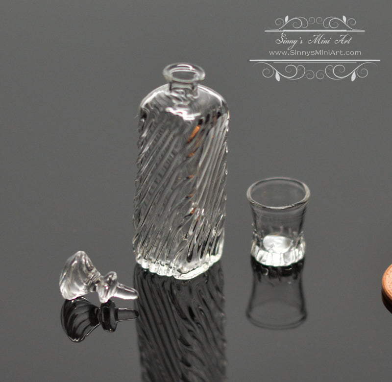 *1:12 Dollhouse Miniature Whiskey Set Bottle and Glass HMN 1556