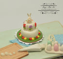 1:12 Dollhouse Miniature Easter Bunny 2-Tiered Cake BD K1120