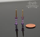 1:12 Miniature Pair of Lavender Glass Candlestick Holders with Candles BD H187