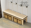 1:12 Dollhouse Miniature Farmhouse Bench with Storage Baskets SMA F011