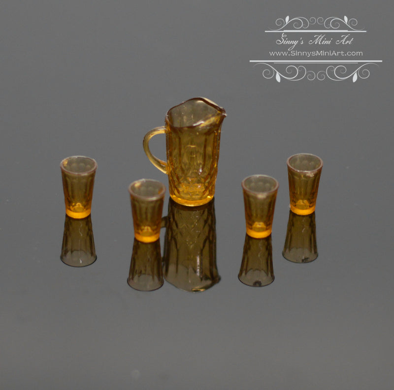 1:12 Dollhouse Miniature Pitcher w 4 Glasses AZ CB0088DA