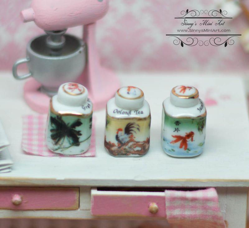 1:12 Dollhouse Miniature 3 Asian Tea Boxes RP 1.440/5