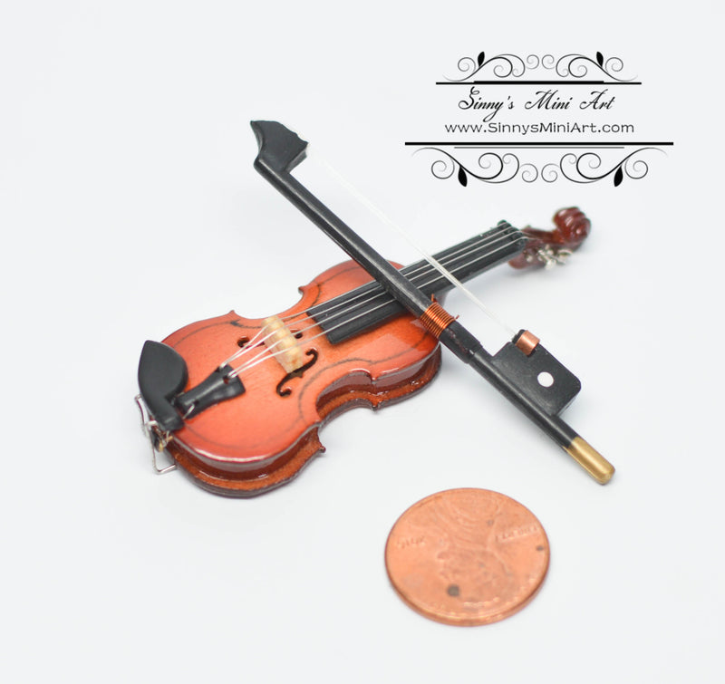 1:12 Dollhouse Miniature Violin with Case/ Miniature Instrument C2