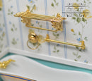 1:12 Dollhouse Miniature Bathroom Wall Shelf / Towel Rack Set,  Golden RP 1.672/6