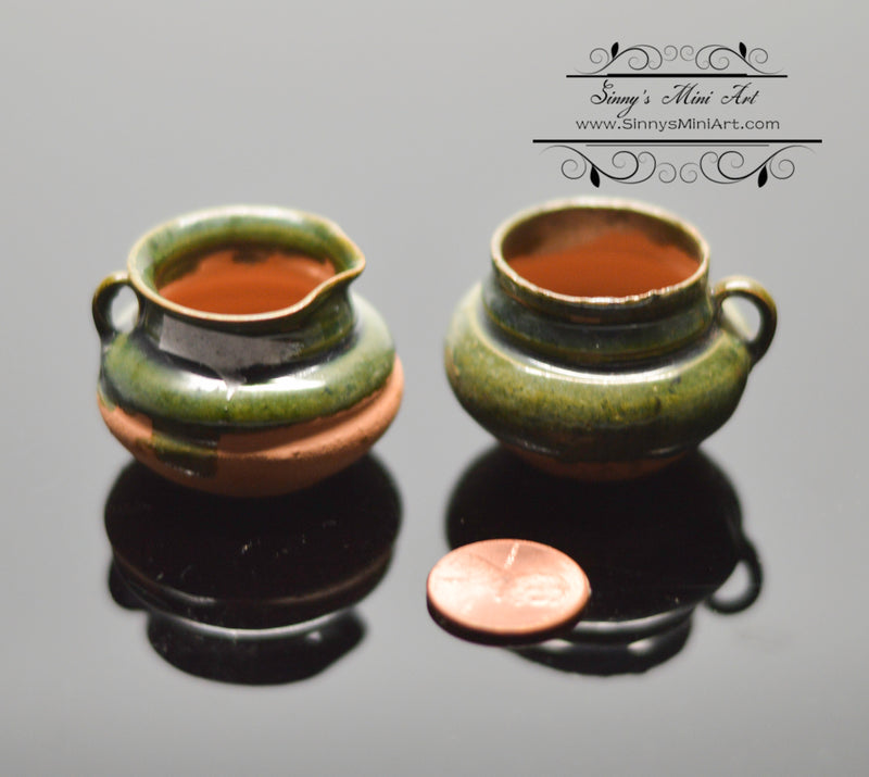 1:6 Miniature Antique Pottery/ Pair 12.5 Y