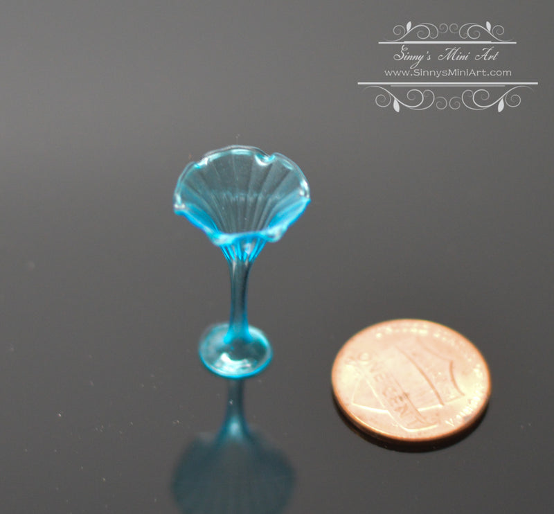 1:12 Dollhouse Miniature Turquoise Glass Vase BD HB340