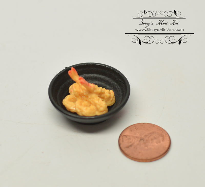 1:12 Dollhouse Miniature Shrimp Tempura in Bowl/ Japanese Food in H60