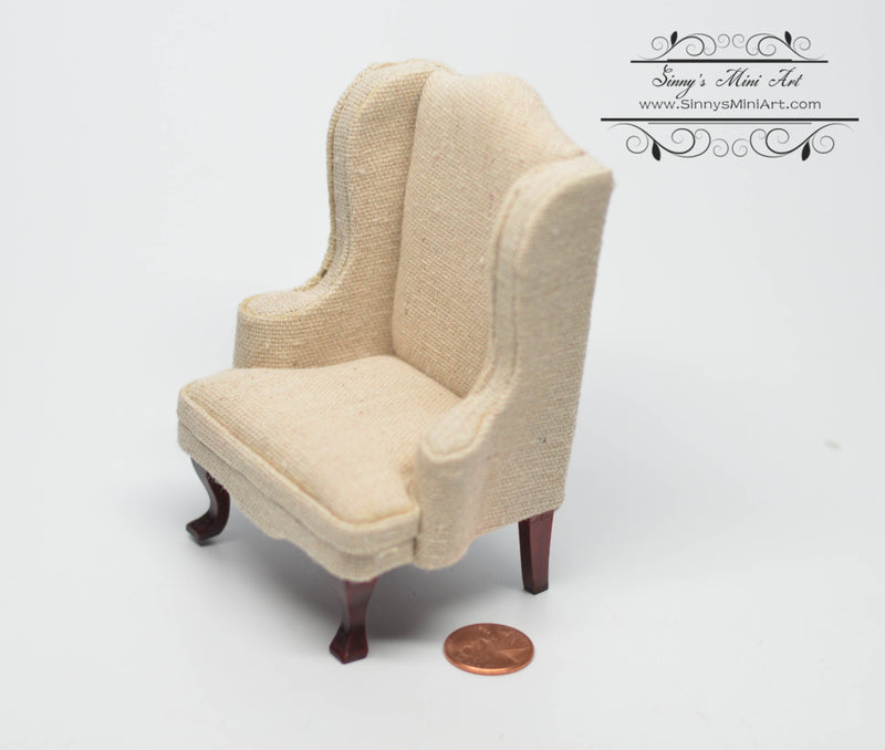 1:12 Dollhouse Miniature Chair Mahogany w Whi.Fab AZ CL10807