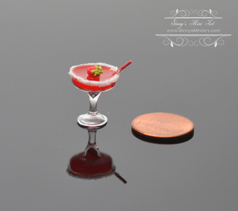 1:12 Dollhouse Miniature Strawberry Margarita Drink Alcohol BD F349