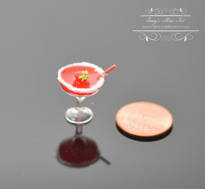 1:12 Dollhouse Miniature Strawberry Margarita Drink Alcohol BD F349