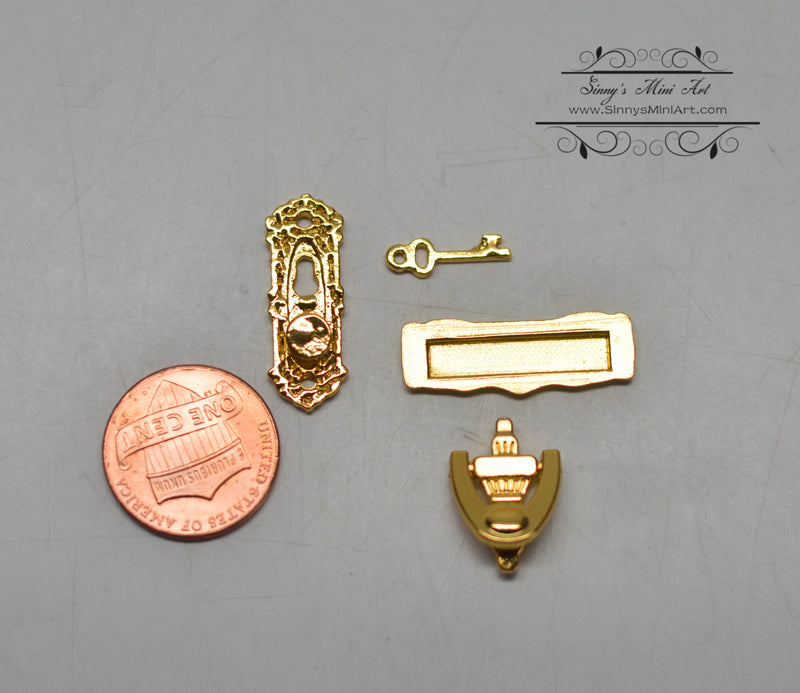 1:12 Dollhouse Miniature Door Accessories Knocker/ Mail Slot/ Key Set D176
