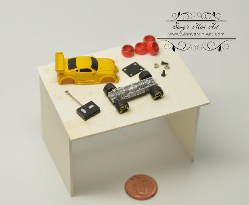 1:12 Dollhouse Miniature Hobby Table - RC Car Yellow DMUK HT-RCC-Y