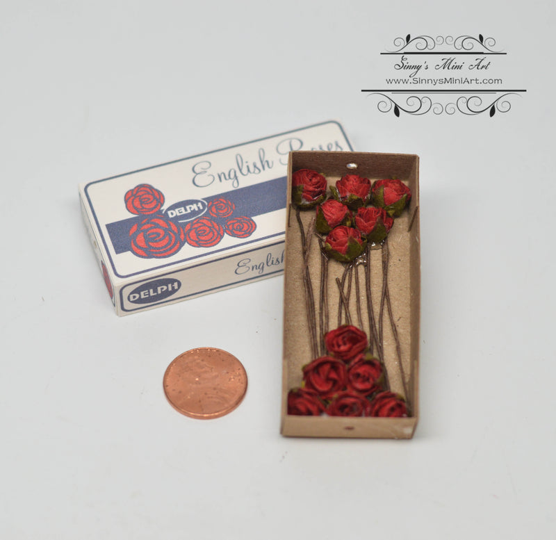 1:12 Dollhouse Miniature Red Roses in Box DMUK PC249R