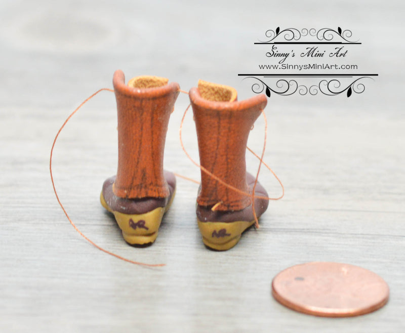 1:12 Dollhouse Miniature Leather Hunting Boots/Miniature Boots/ Miniature Shoes ATTH F-2