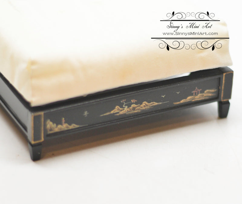 1:12 Dollhouse Miniature Chinese Dec Bed/Black AZ jj31042bbs