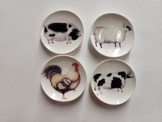1:12 Dollhouse Miniature Farm Animal Plates Set BB CDD676